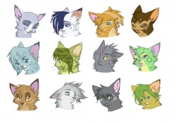 Разные персонажи кошек. Просто морды.