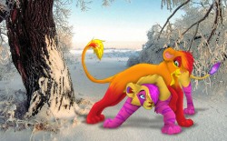 Своровала фотку, идею и покрасила в неимоверные цвета. Львы нарисованные мною больше года назад... После этого не рисовала их больше.